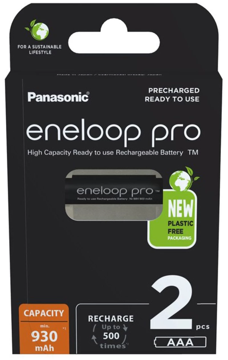 Μπαταρία Επαναφορτιζόμενη Panasonic eneloop pro BK-4HCDE/2BE 930 mAh size AAA Ni-MH 1.2V Τεμ. 2 New Package