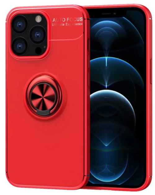 Θήκη Ancus AutoFocus Shock Proof με Ring Holder για Apple iPhone 13 Pro Max Κόκκινο