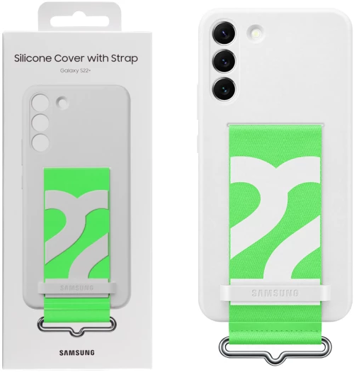 ΘΗΚΗ SAMSUNG S22 PLUS 5G S906 SILICONE COVER WITH STRAP EF-GS906TWEGWW WHITE PACKING OR