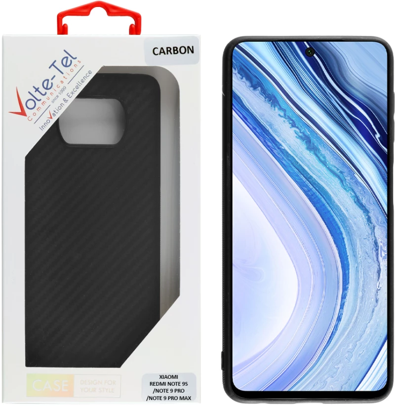 VOLTE-TEL ΘΗΚΗ XIAOMI REDMI NOTE 9S/NOTE 9 PRO/NOTE 9 PRO MAX 6.67" CARBON CAMERA PROTECTIVE BLACK