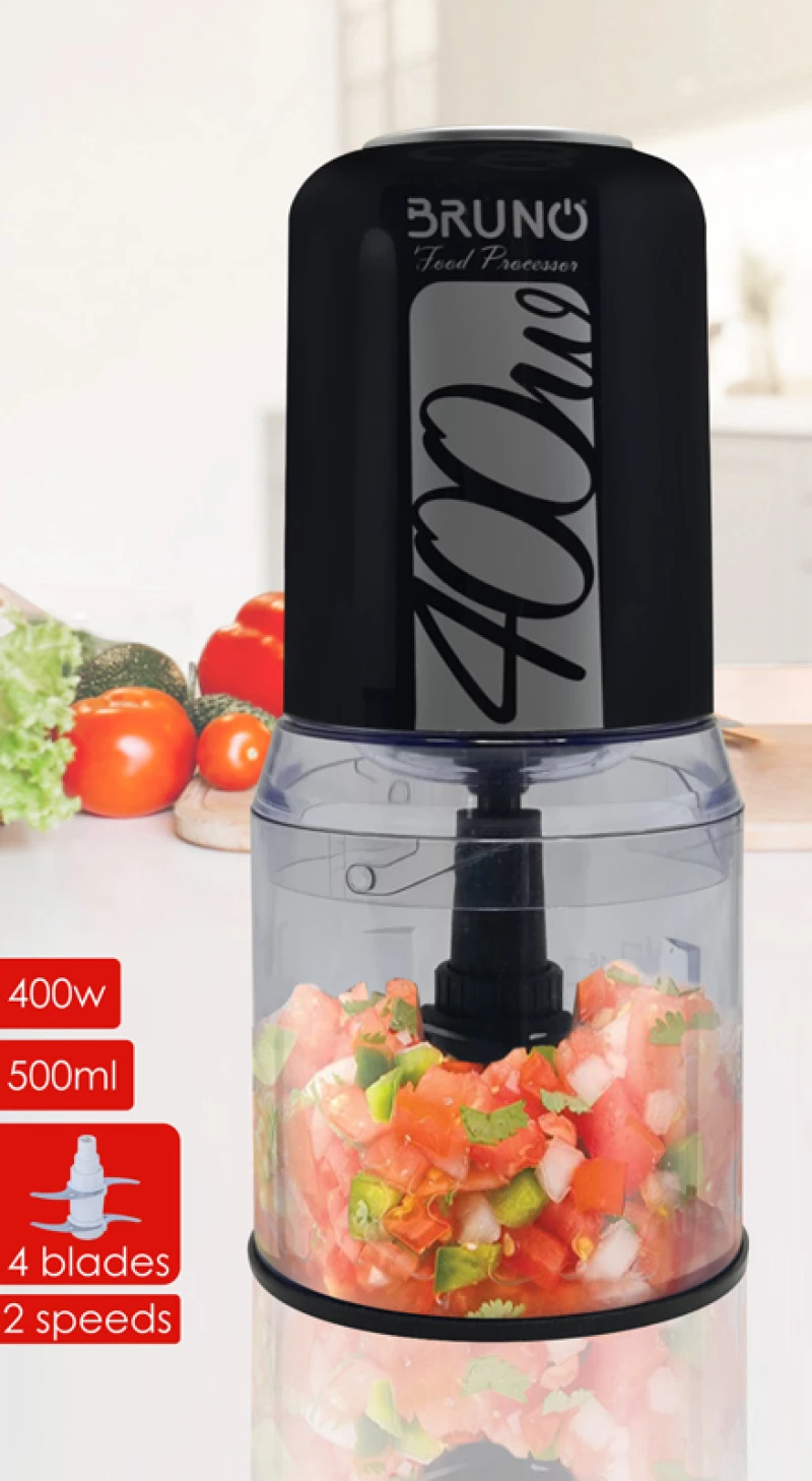 BRUNO πολυκόπτης BRN-0087, 2 ταχύτητες, 400W, 500ml, 4 λεπίδες, μαύρος