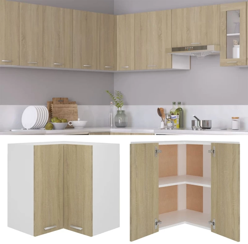 vidaXL Ντουλάπι Γωνία Κρεμαστό Sonoma Δρυς 57x57x60 εκ. Μοριοσανίδα  Καφέ
