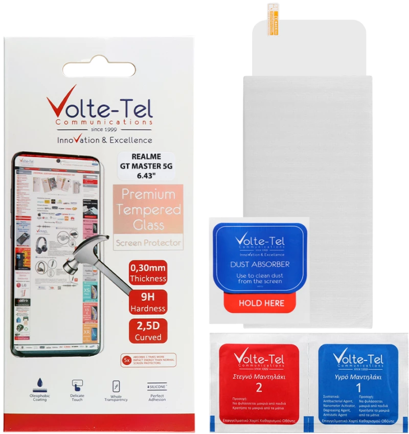 VOLTE-TEL TEMPERED GLASS REALME GT MASTER 5G 6.43" 9H 0.30mm 2.5D FULL GLUE