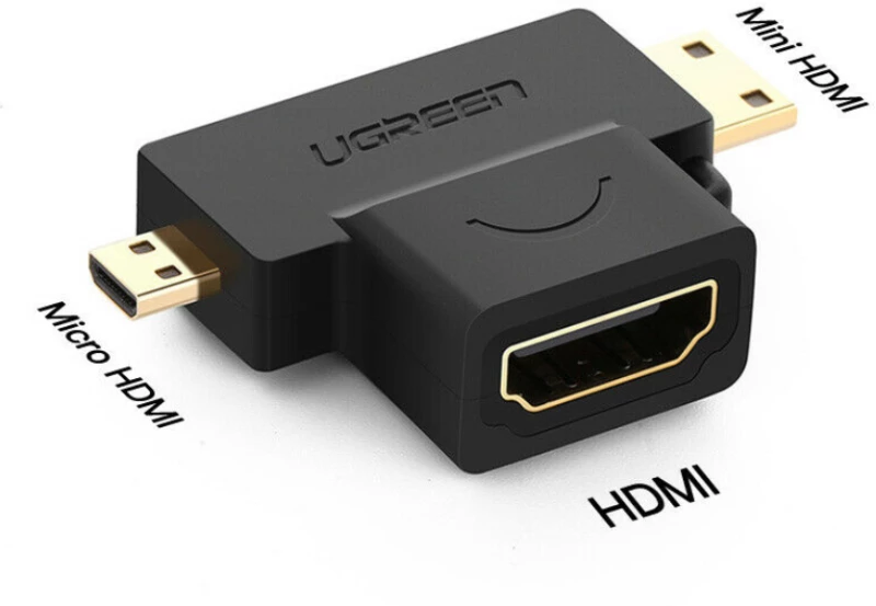 UGREEN 20144 adapter mini,micro HDMI σε HDMI GOLD PLATED - ΜΑΥΡΟ - UGR636BLK