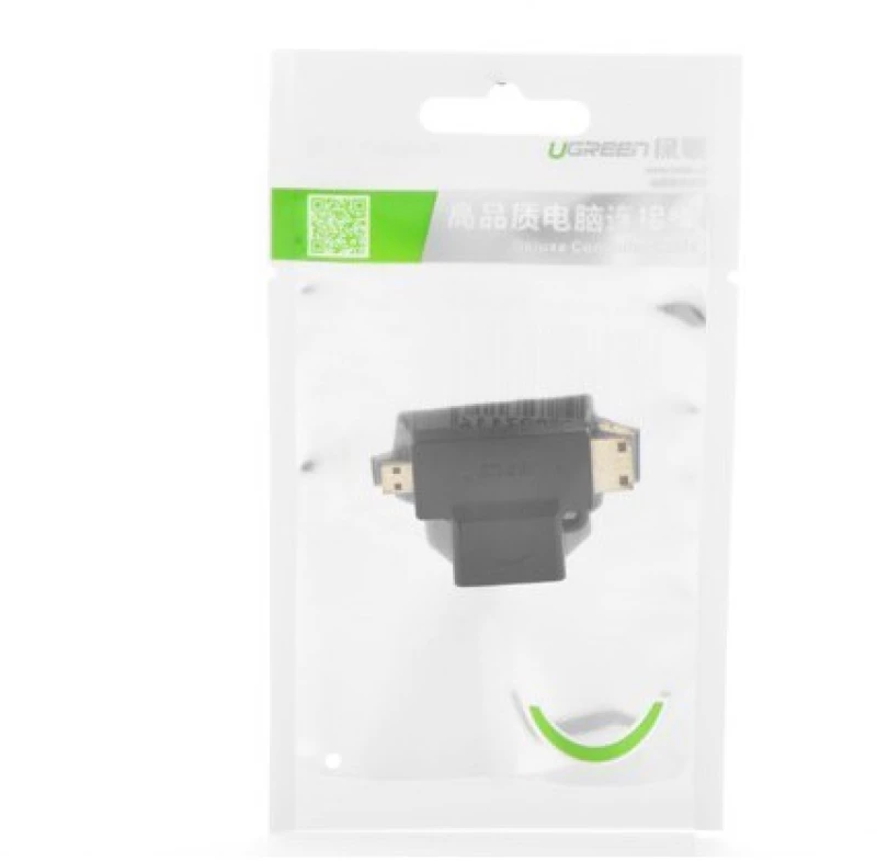 UGREEN 20144 adapter mini,micro HDMI σε HDMI GOLD PLATED - ΜΑΥΡΟ - UGR636BLK