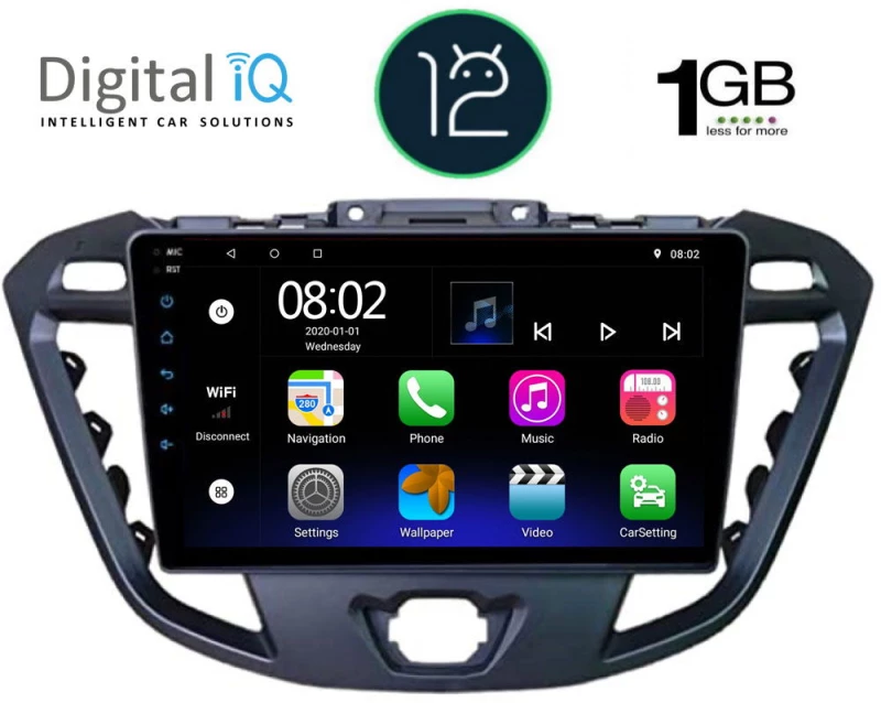 DIGITAL IQ RTA 1177_GPS (9inc) MULTIMEDIA TABLET OEM FORD TRANZIT CUSTOM | TORNEO CUSTOM mod. 2013>