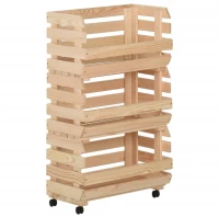 327325 vidaXL Τρόλεϊ Λαχανικών 37 x 30 x 80 εκ. από Μασίφ Ξύλο Πεύκου Καφέ, 1 Τεμάχιο