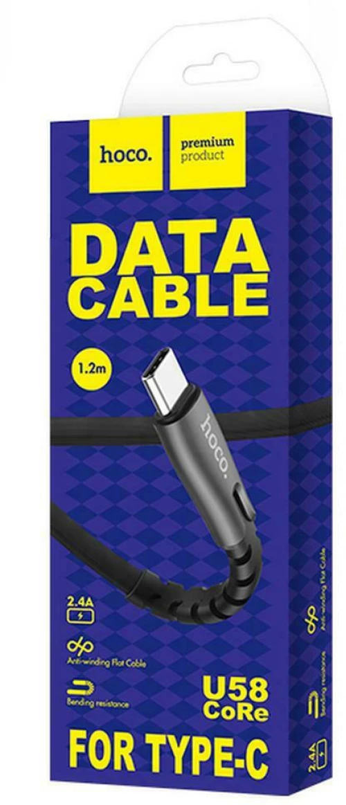 HOCO U58 METAL CABLE TYPE-C 1.2M BLACK