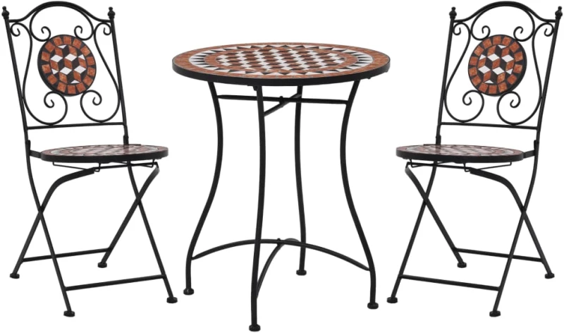 vidaXL Σετ Επίπλων Bistro «Μωσαϊκό» 3 τεμ. Τερακότα Κεραμικά Πλακίδια N/A Καφέ