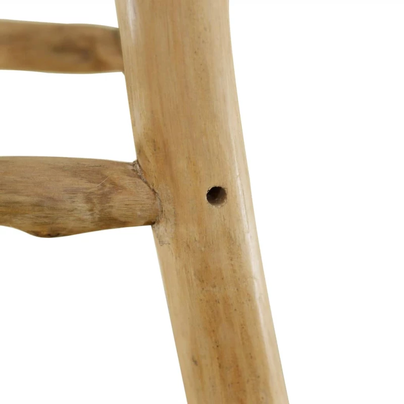 vidaXL Σκαμπό Μπαρ από Γνήσιο Δέρμα / Μασίφ Ξύλο Teak  Καφέ