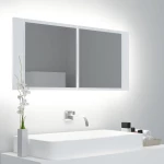 vidaXL Ντουλάπι Μπάνιου με Καθρέφτη και LED Λευκό 100 x 12 x 45 εκ. N/A Λευκό
