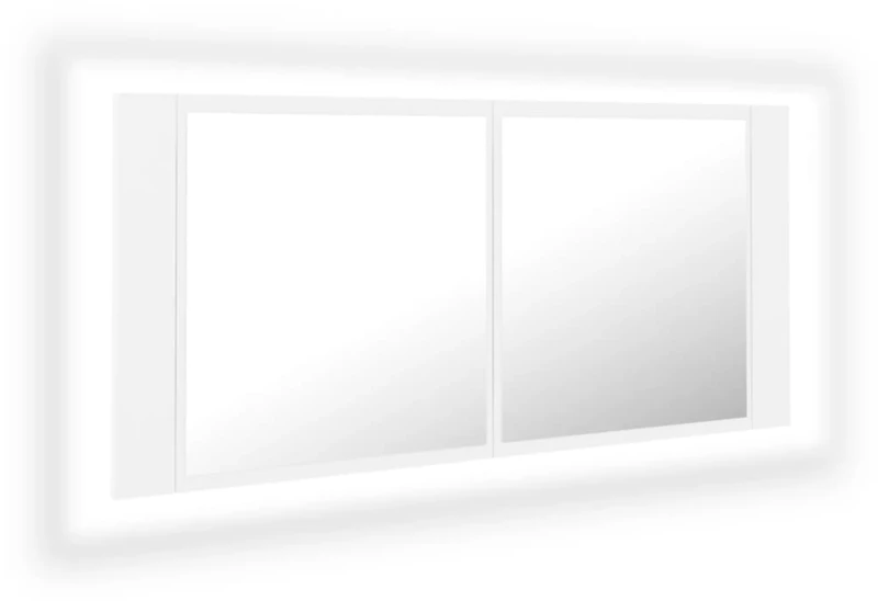 vidaXL Ντουλάπι Μπάνιου με Καθρέφτη και LED Λευκό 100 x 12 x 45 εκ. N/A Λευκό