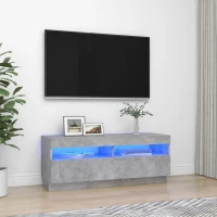 vidaXL Έπιπλο Τηλεόρασης με Φωτισμό LED Γκρι Σκυροδ. 100 x 35 x 40 εκ. 100 x 35 x 40 cm Γκρι