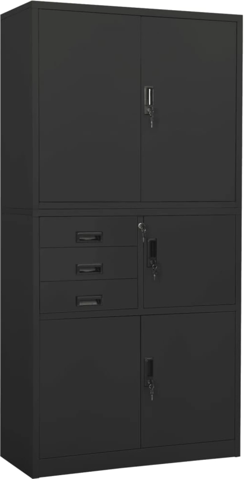vidaXL Ντουλάπα Γραφείου Ανθρακί 90 x 40 x 180 εκ. Ατσάλινη N/A Ανθρακί