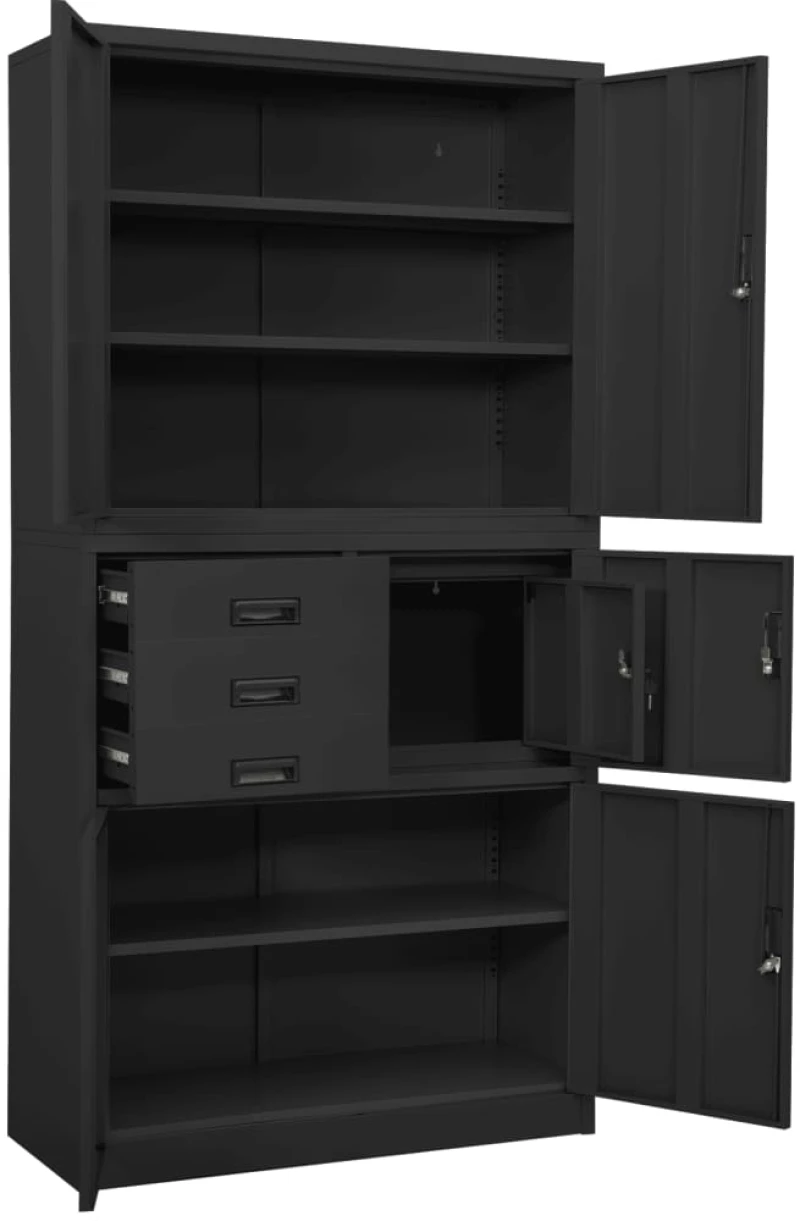 vidaXL Ντουλάπα Γραφείου Ανθρακί 90 x 40 x 180 εκ. Ατσάλινη N/A Ανθρακί