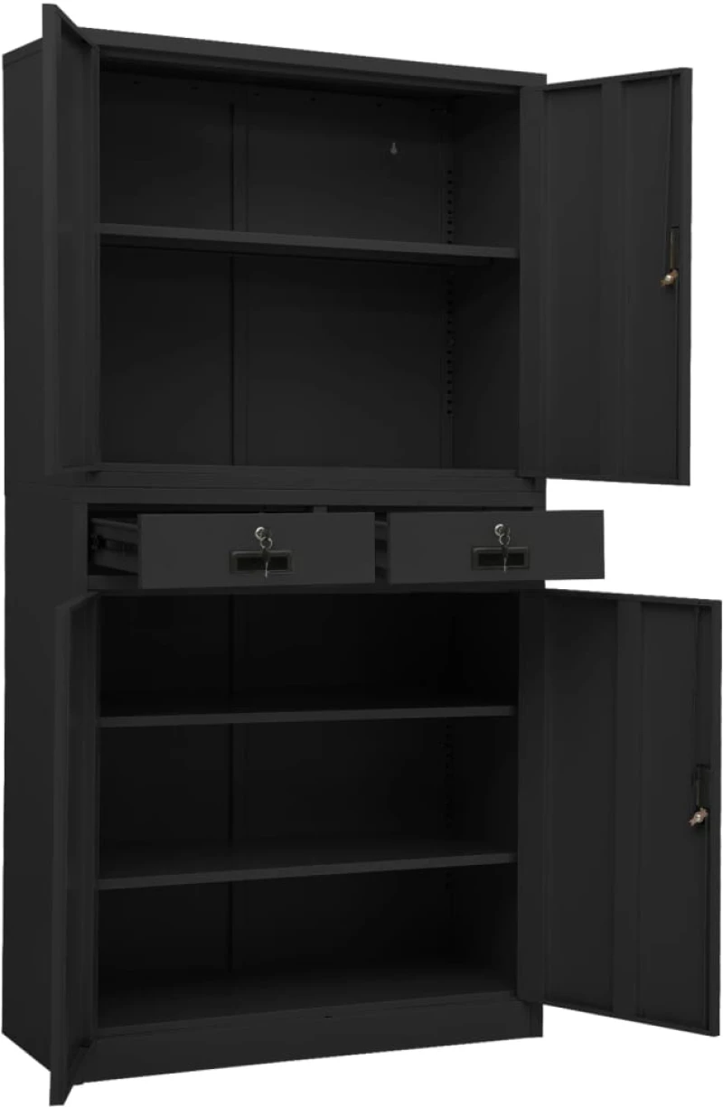vidaXL Ντουλάπα Γραφείου Ανθρακί 90 x 40 x 180 εκ. Ατσάλινη N/A Ανθρακί