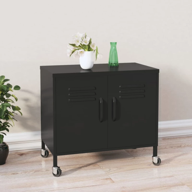 vidaXL Ντουλάπι Αποθήκευσης Μαύρο 60 x 35 x 49 εκ. από Ατσάλι N/A Μαύρο