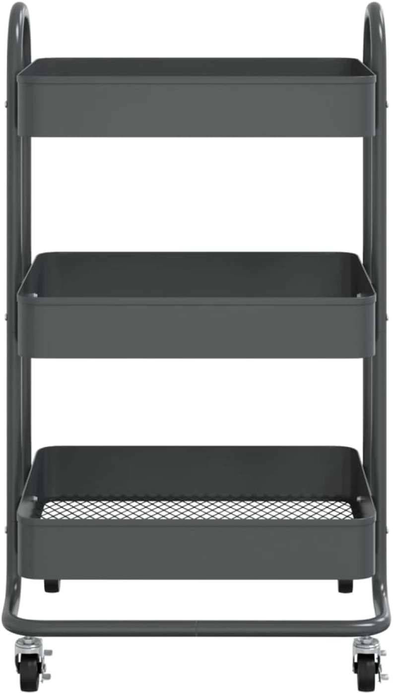 vidaXL Τροχήλατη Βάση 3 Επιπέδων Ανθρακί 43 x 34 x 79 εκ. από Ατσάλι  Ανθρακί