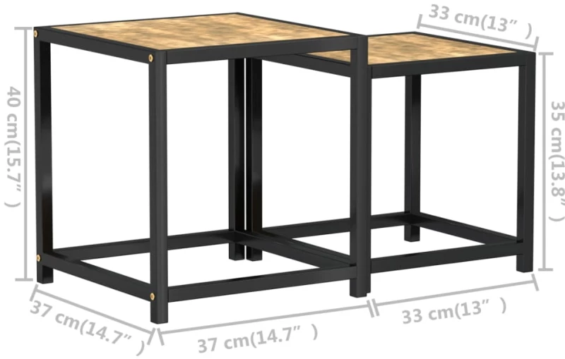 vidaXL Τραπεζάκια 2 τεμ. Μαύρο / Κίτρινο από MDF N/A Κίτρινο