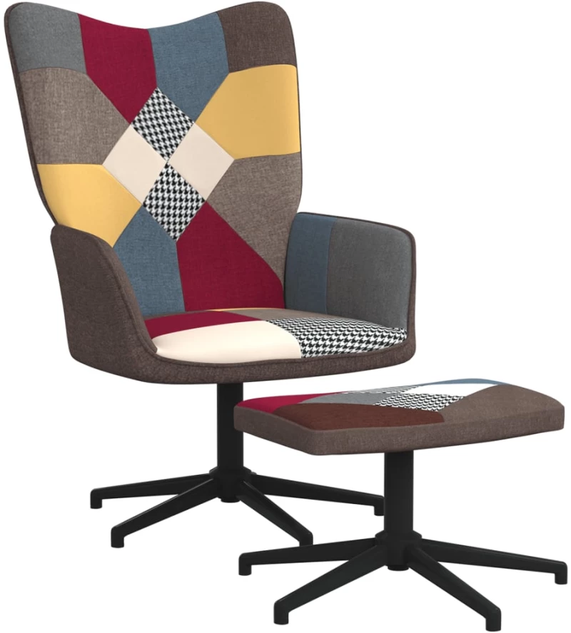 vidaXL Πολυθρόνα Relax Σχέδιο Patchwork Υφασμάτινη με Σκαμπό  Πολύχρωμο
