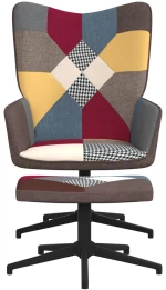 vidaXL Πολυθρόνα Relax Σχέδιο Patchwork Υφασμάτινη με Σκαμπό  Πολύχρωμο