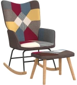 vidaXL Πολυθρόνα Κουνιστή Σχέδιο Patchwork Υφασμάτινη με Σκαμπό  Πολύχρωμο