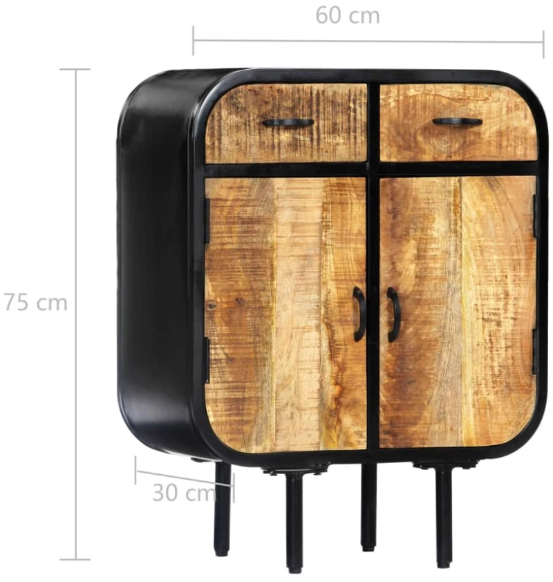 vidaXL Μπουφές Ψηλός 60 x 30 x 75 εκ. Μασίφ Ξύλο Μάνγκο/Σίδηρος N/A Καφέ