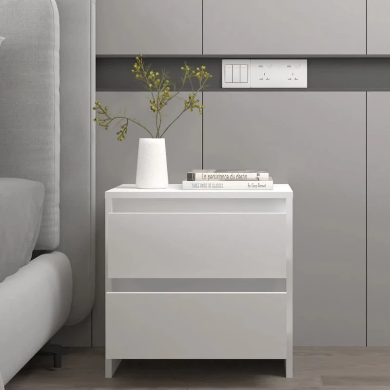 vidaXL Κομοδίνο Λευκό 45 x 34,5 x 44,5 εκ. από Μοριοσανίδα N/A Λευκό
