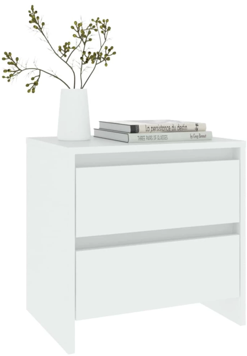 vidaXL Κομοδίνο Λευκό 45 x 34,5 x 44,5 εκ. από Μοριοσανίδα N/A Λευκό