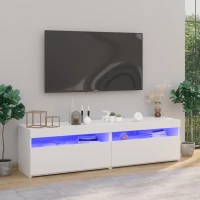 vidaXL Έπιπλα Τηλεόρασης με LED 2 τεμ. Λευκό 75 x 35 x 40 εκ. 75 x 35 x 40 cm Λευκό