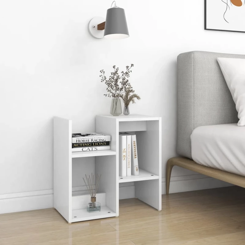 vidaXL Κομοδίνο Λευκό 50 x 30 x 51,5 εκ. από Μοριοσανίδα N/A Λευκό