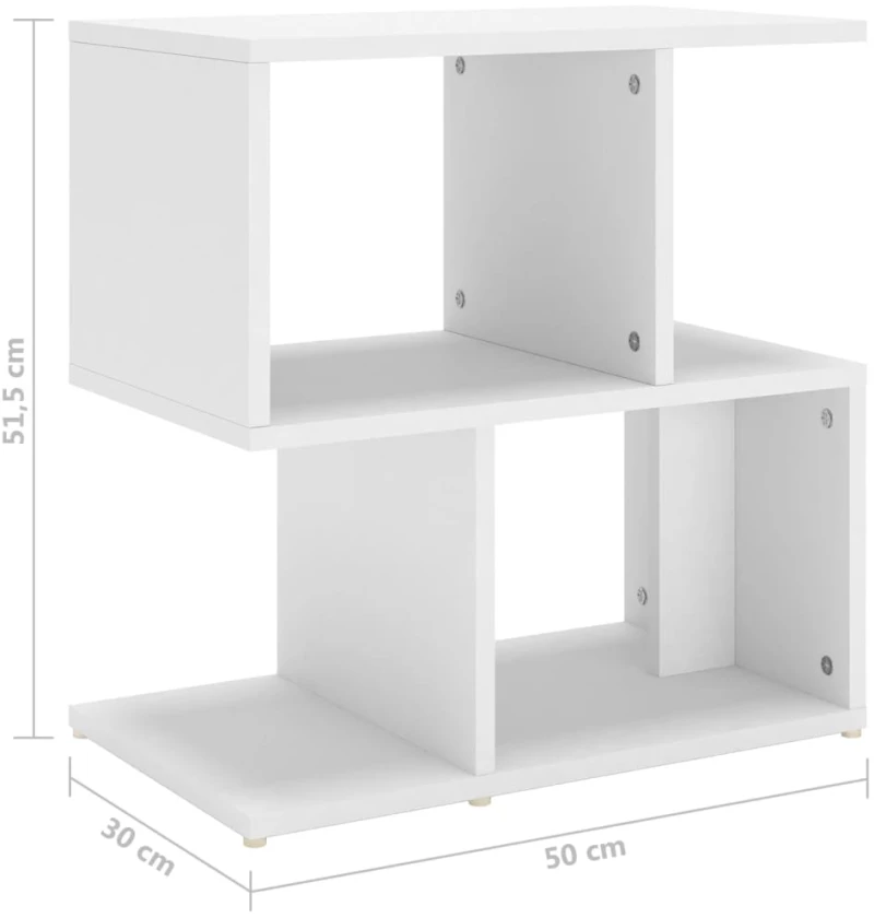 vidaXL Κομοδίνο Λευκό 50 x 30 x 51,5 εκ. από Μοριοσανίδα N/A Λευκό