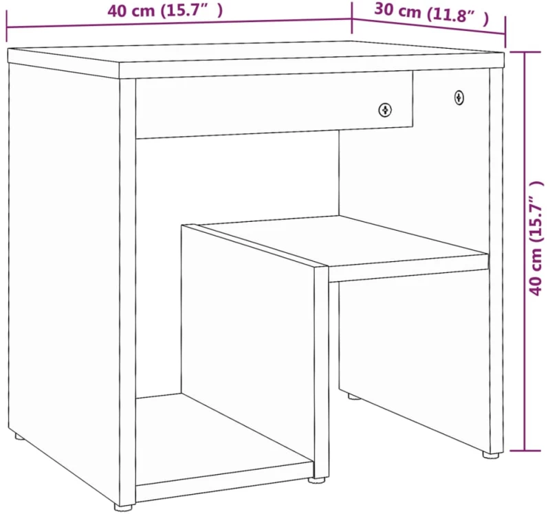 vidaXL Κομοδίνο Καπνιστή Δρυς 40x30x40 εκ. από Επεξεργασμένο Ξύλο N/A Καφέ