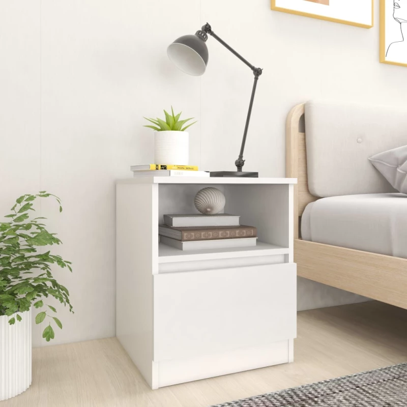 vidaXL Κομοδίνο Λευκό 40 x 40 x 50 εκ. από Μοριοσανίδα N/A Λευκό