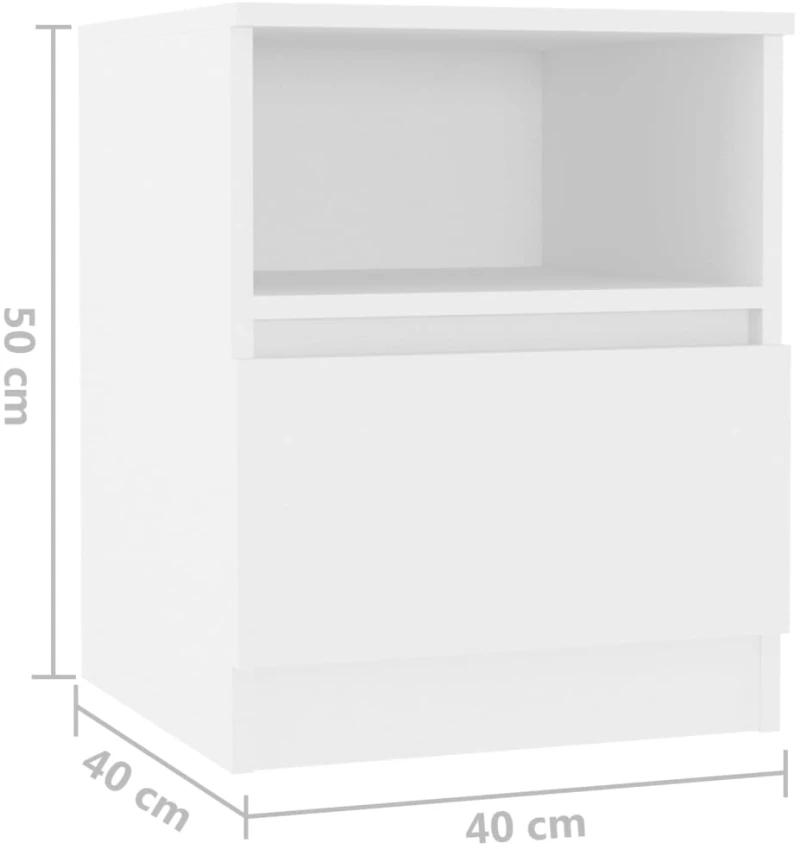 vidaXL Κομοδίνο Λευκό 40 x 40 x 50 εκ. από Μοριοσανίδα N/A Λευκό