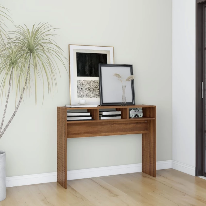 vidaXL Τραπέζι Κονσόλα Καφέ Δρυς 105x30x80 εκ. από Επεξεργασμένο Ξύλο N/A Καφέ
