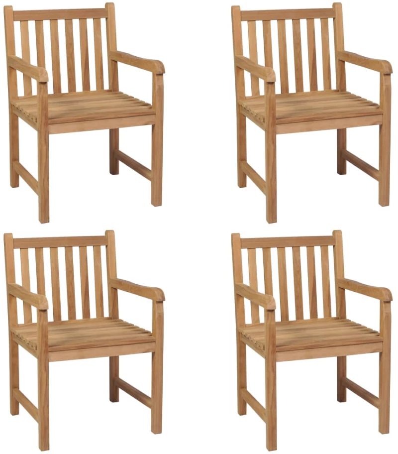 vidaXL Καρέκλες Κήπου 4 τεμ. από Μασίφ Ξύλο Teak N/A Καφέ