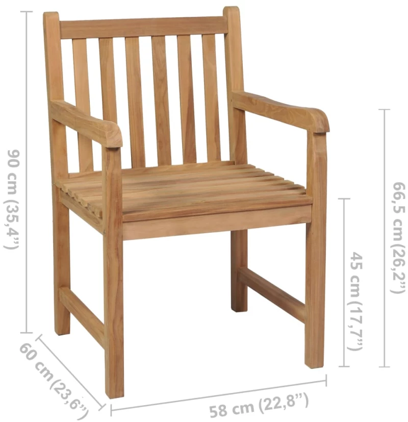 vidaXL Καρέκλες Κήπου 4 τεμ. από Μασίφ Ξύλο Teak N/A Καφέ