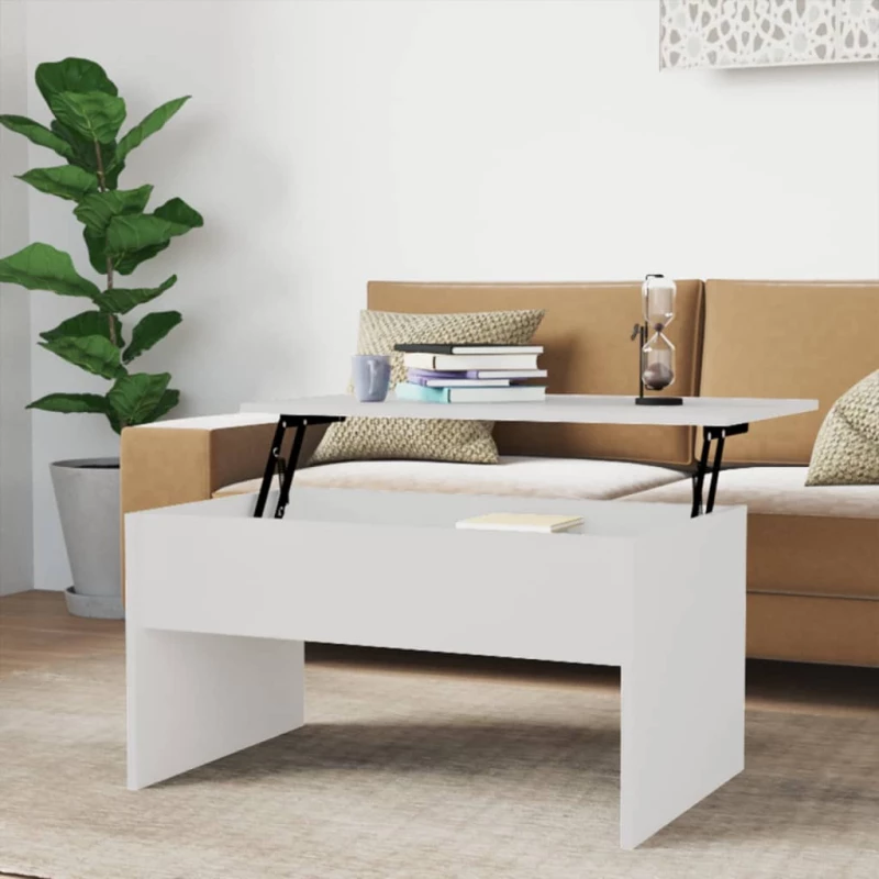vidaXL Τραπεζάκι Σαλονιού Γυαλ. Λευκό 80x50,5x41,5 εκ. Επεξεργ. Ξύλο N/A Λευκό