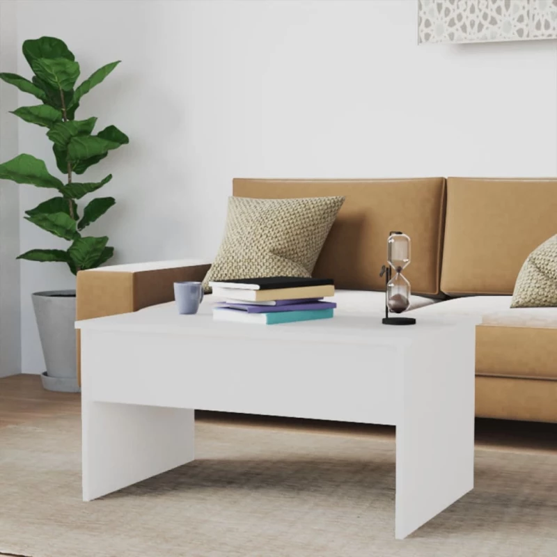 vidaXL Τραπεζάκι Σαλονιού Γυαλ. Λευκό 80x50,5x41,5 εκ. Επεξεργ. Ξύλο N/A Λευκό