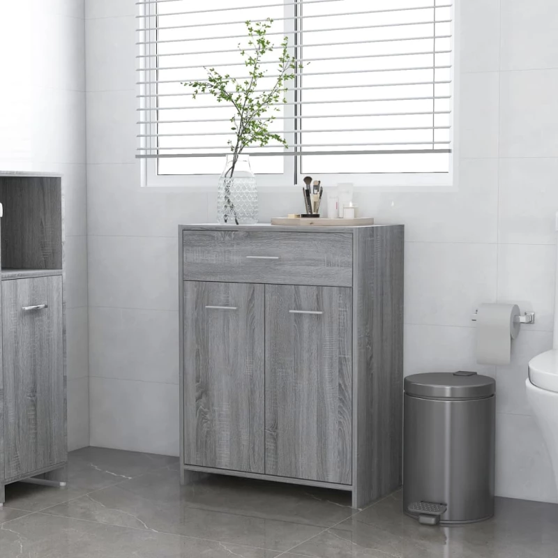 vidaXL Ντουλάπι Μπάνιου Γκρι Sonoma 60x33x80 εκ. Επεξεργασμένο Ξύλο N/A Γκρι