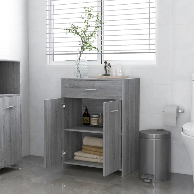 vidaXL Ντουλάπι Μπάνιου Γκρι Sonoma 60x33x80 εκ. Επεξεργασμένο Ξύλο N/A Γκρι