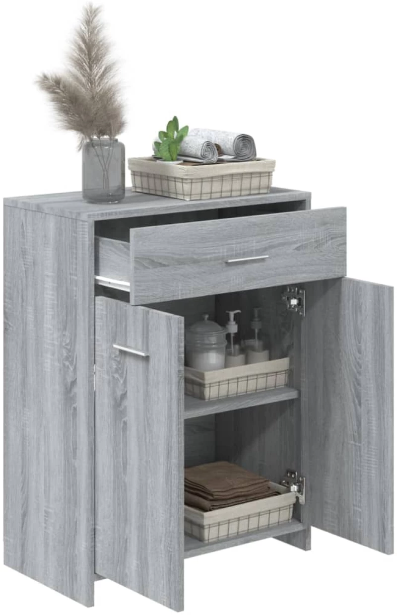 vidaXL Ντουλάπι Μπάνιου Γκρι Sonoma 60x33x80 εκ. Επεξεργασμένο Ξύλο N/A Γκρι