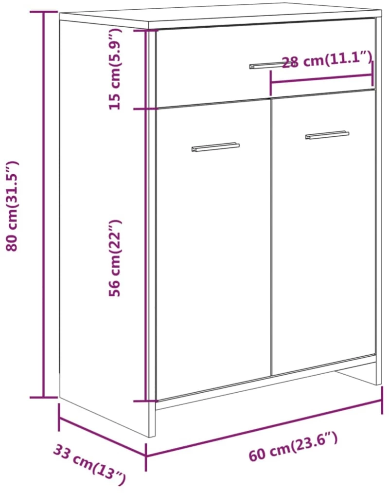 vidaXL Ντουλάπι Μπάνιου Γκρι Sonoma 60x33x80 εκ. Επεξεργασμένο Ξύλο N/A Γκρι