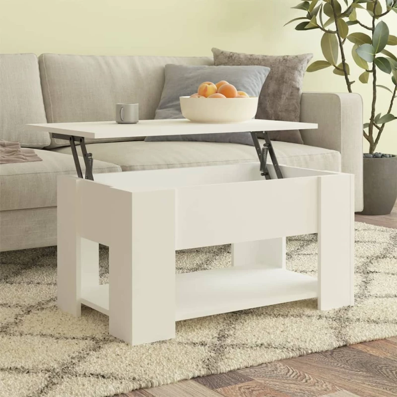 vidaXL Τραπεζάκι Σαλονιού Λευκό 79 x 49 x 41 εκ. Επεξεργασμένο Ξύλο N/A Λευκό