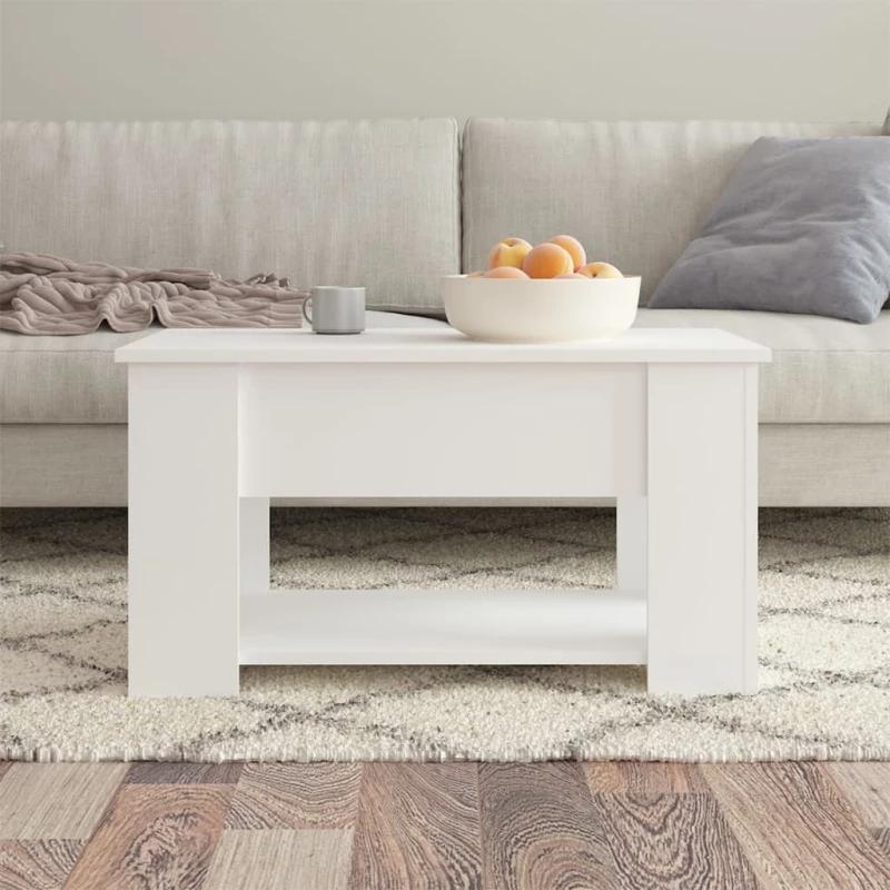vidaXL Τραπεζάκι Σαλονιού Λευκό 79 x 49 x 41 εκ. Επεξεργασμένο Ξύλο N/A Λευκό