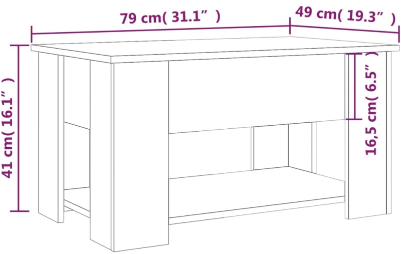 vidaXL Τραπεζάκι Σαλονιού Λευκό 79 x 49 x 41 εκ. Επεξεργασμένο Ξύλο N/A Λευκό