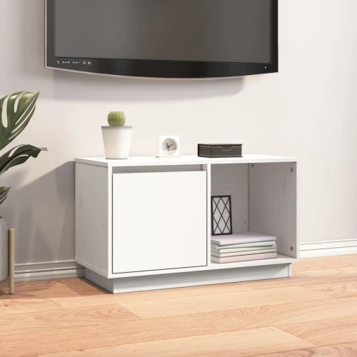 vidaXL Έπιπλο Τηλεόρασης Λευκό 74 x 35 x 44 εκ. από Μασίφ Ξύλο Πεύκου N/A Λευκό