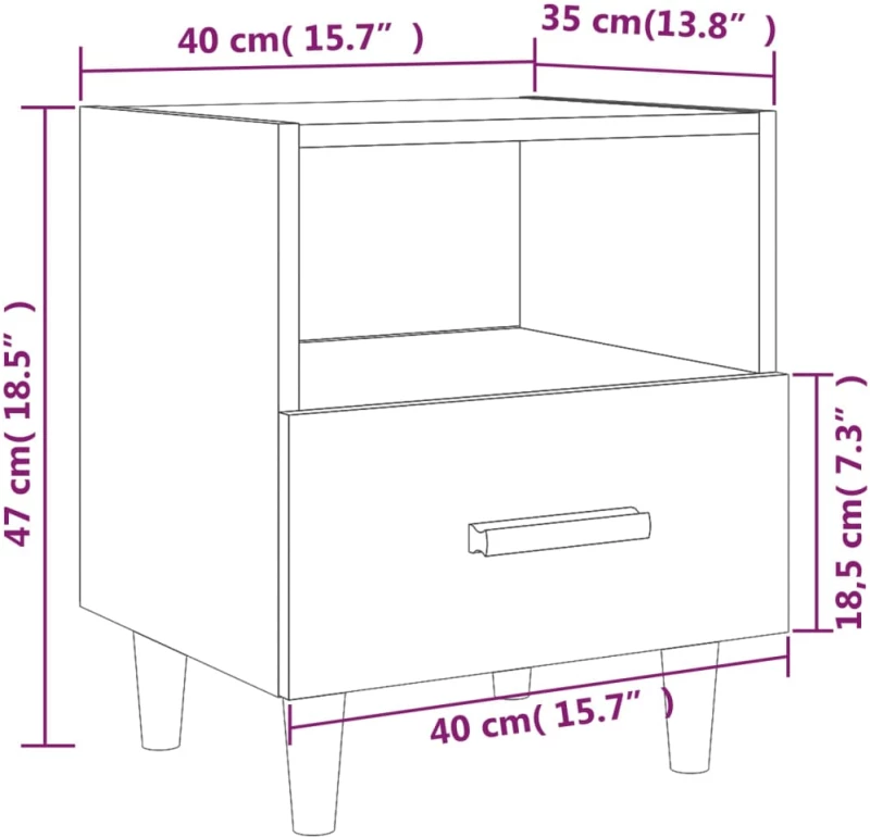 vidaXL Κομοδίνο Sonoma Δρυς 40 x 35 x 47 εκ. N/A Καφέ