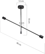 Φωτιστικό οροφής δίφωτο PWL-1157 pakoworld E27 μαύρο 90x90x55εκ